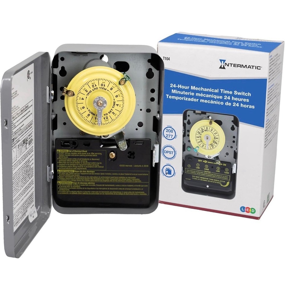 Intermatic T104R 208-277V 24 Hour Mechanical Time Switch - Gray